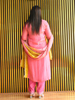 Load image into Gallery viewer, Pink and Yellow Tissue Shimmer Suit With Dupatta