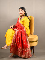 Load image into Gallery viewer, Yellow Dola silk with cotton lining and yoke lining with Banarasi