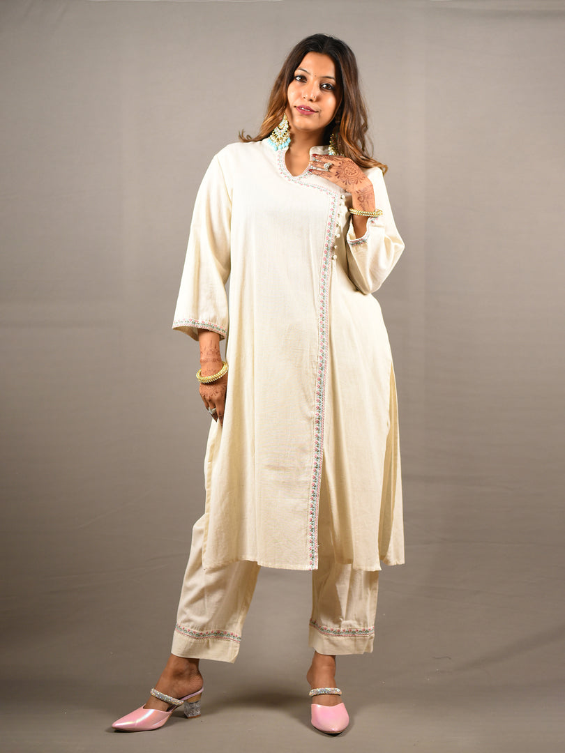 White 2 Piece Khadi Cotton Suit