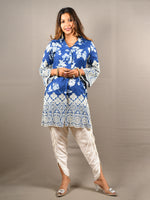 Load image into Gallery viewer, Blue and White 2 Piece Pure Cotton Suit