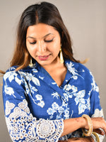 Load image into Gallery viewer, Blue and White 2 Piece Pure Cotton Suit