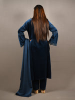 Load image into Gallery viewer, Blue Soft Premium Velvet Floral Embroidered Suit