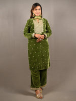 Load image into Gallery viewer, Green Soft Premium Velvet Zari Work Suit