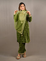 Load image into Gallery viewer, Green Soft Premium Velvet Zari Work Suit