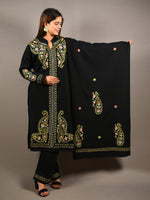 Load image into Gallery viewer, Black Floral Embroidered 3 Piece Woolen Suit
