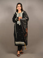 Load image into Gallery viewer, Black Embroidered 3 Piece Woolen Suit