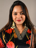Load image into Gallery viewer, Black Soft Premium Velvet Floral Embroidered Suit