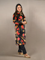 Load image into Gallery viewer, Black Soft Premium Velvet Floral Embroidered Suit
