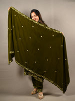 Load image into Gallery viewer, Green Premium Velvet Floral Embroidered Suit
