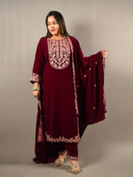 Load image into Gallery viewer, Soft Premium Velvet Floral Embroidered Suit