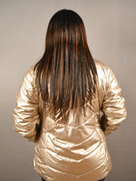 Load image into Gallery viewer, Metallic Gold Puffer Jacket