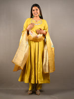Load image into Gallery viewer, Anarkali Set With Embroidered Neckline And Silk Dupatta