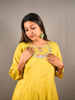 Load image into Gallery viewer, Anarkali Set With Embroidered Neckline And Silk Dupatta