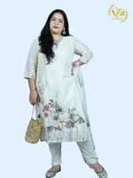 Load image into Gallery viewer, Off White Digital Printed Cotton Blend Straight Suit with Dupatta