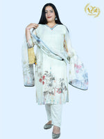Load image into Gallery viewer, Off White Digital Printed Cotton Blend Straight Suit with Dupatta