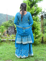 Load image into Gallery viewer, Blue Original stone Georgette Fabric Computer Work Sharara