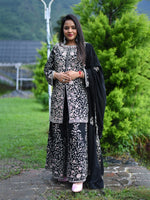 Load image into Gallery viewer, Black Floral Embroidered Original stone Georgette Fabric Computer Work Sharara