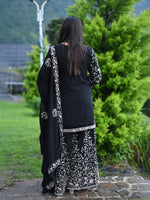 Load image into Gallery viewer, Black Floral Embroidered Original stone Georgette Fabric Computer Work Sharara