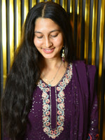 Load image into Gallery viewer, Embroidered Georgette Frock Suit With Dupatta