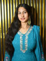 Load image into Gallery viewer, Embroidered Georgette Frock Suit With Dupatta