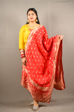 Load image into Gallery viewer, Yellow Dola silk with cotton lining and yoke lining with Banarasi
