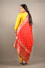 Load image into Gallery viewer, Yellow Dola silk with cotton lining and yoke lining with Banarasi
