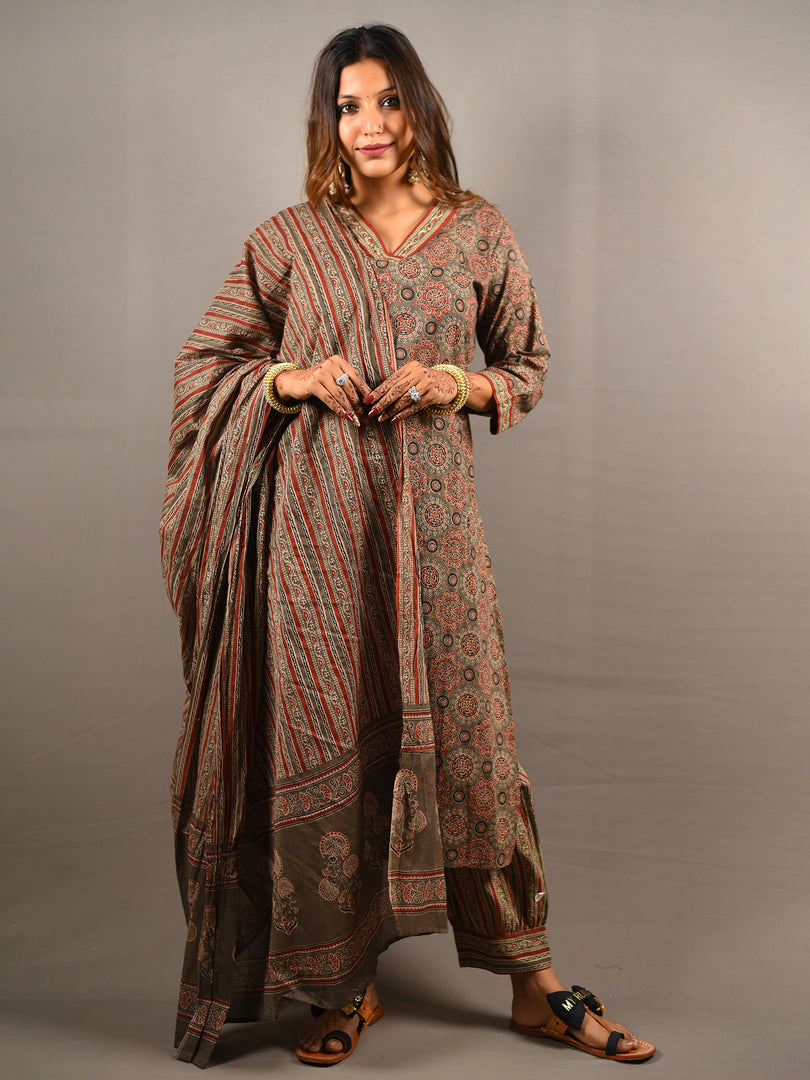 Brown 3 Piece Pure Cotton Suit