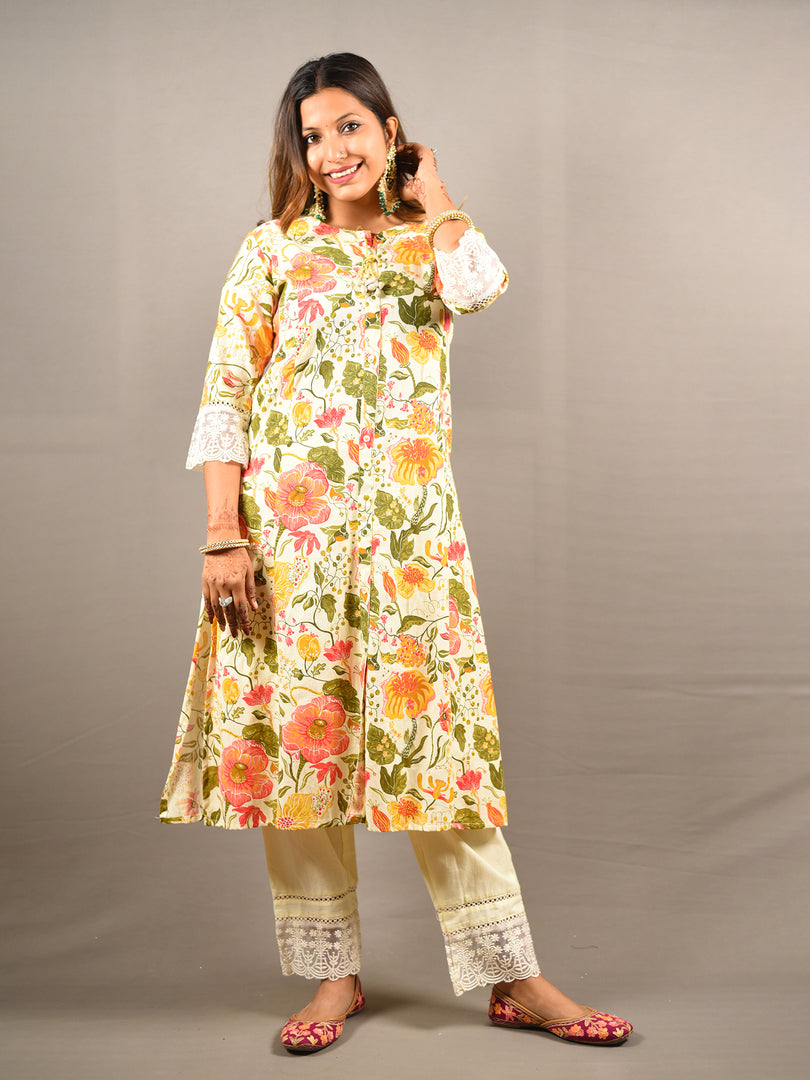 Multi 2 Piece Pure Cotton Suit