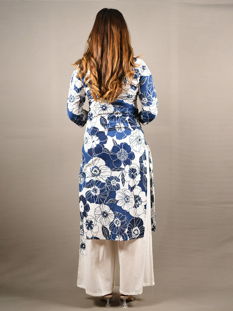 Blue and White 2 Piece Pure Cotton Suit