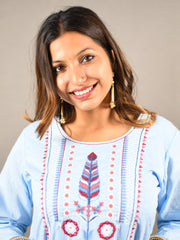 Light Blue 2 Piece Pure Cotton Suit