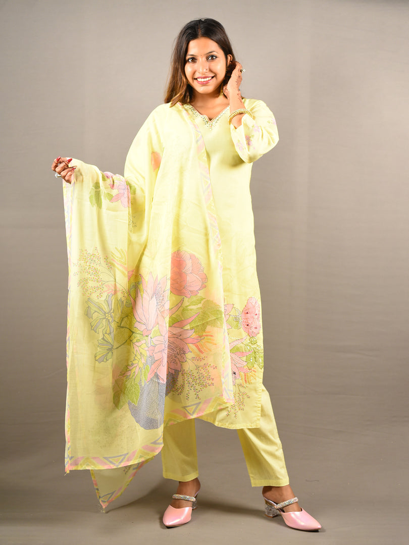 Light Green 3 Piece Pure Cotton Suit