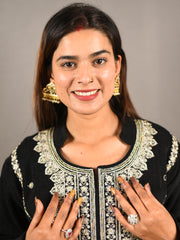 Black Embroidered 3 Piece Woolen Suit