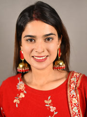 Red Floral Embroidered 3 Piece Woolen Suit