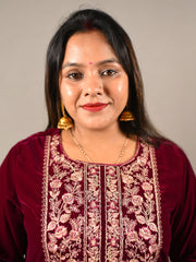 Soft Premium Velvet Floral Embroidered Suit