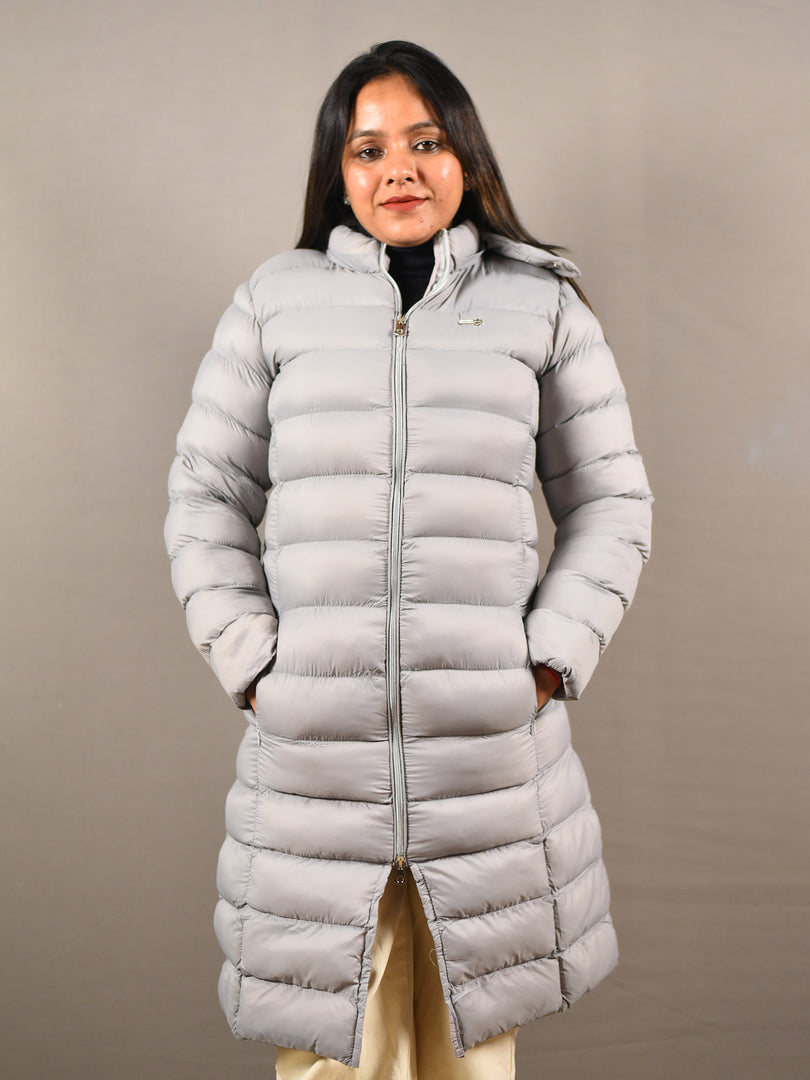 Grey Long Puffer Jacket