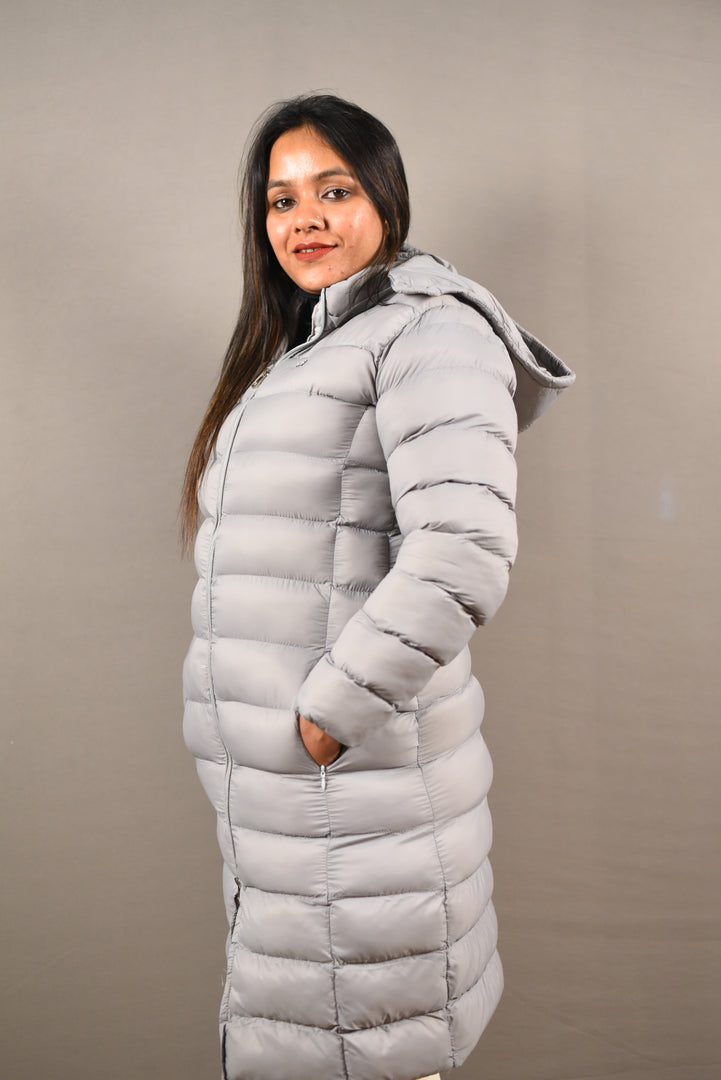 Grey Long Puffer Jacket