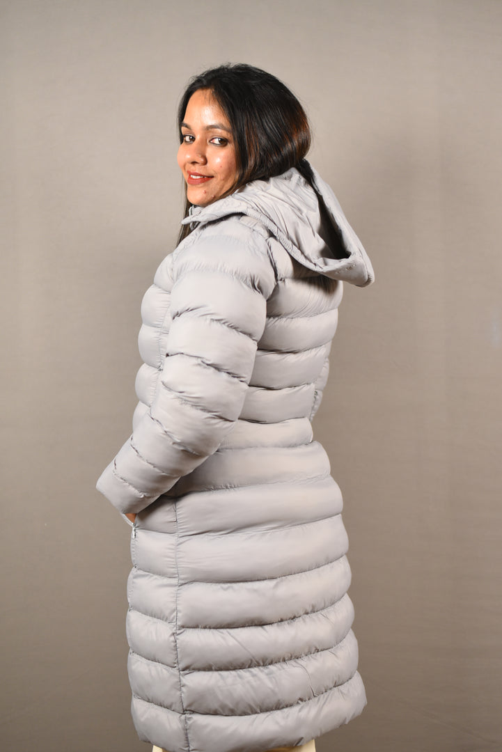 Grey Long Puffer Jacket