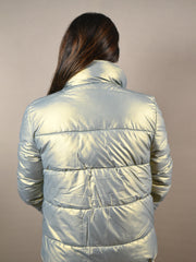 Metallic Blue Puffer Jacket