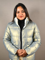 Load image into Gallery viewer, Metallic Blue Puffer Jacket
