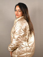 Load image into Gallery viewer, Metallic Gold Puffer Jacket
