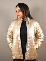 Load image into Gallery viewer, Metallic Gold Puffer Jacket
