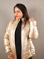 Load image into Gallery viewer, Metallic Gold Puffer Jacket
