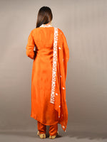 Load image into Gallery viewer, Radiant Orange Floral Embroidered Suit Set with Dupatta
