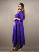 Load image into Gallery viewer, Royal Purple Embroidered Anarkali Set With Bandhej Dupatta
