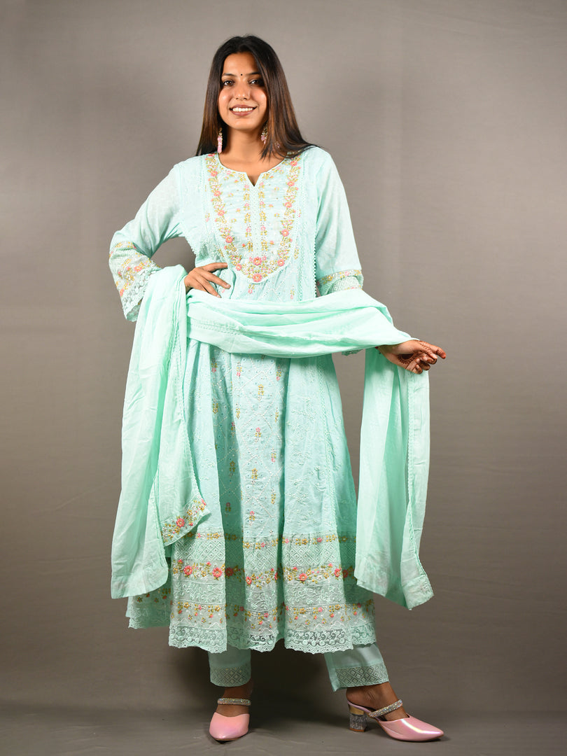 3 Piece Cotton Frock Suit