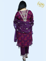 Load image into Gallery viewer, Pink Chinon Shining Straight Suit with Organza Dupatta
