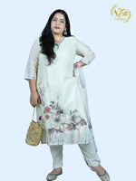 Load image into Gallery viewer, Off White Digital Printed Cotton Blend Straight Suit with Dupatta
