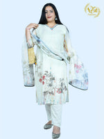 Load image into Gallery viewer, Off White Digital Printed Cotton Blend Straight Suit with Dupatta
