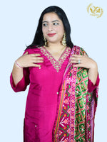 Load image into Gallery viewer, Pink  Digital Printed Fabric Silk Blend Straight Suit with Dupatta
