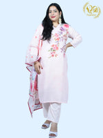 Load image into Gallery viewer, Light Pink Digital Printed Cotton Blend Straight Suit with Dupatta
